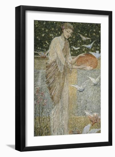 Girl Feeding Pigeons. One of Three Sketches for the Decoration of Bank Hall, near Chapel-En-Le-Frit-Thomas Armstrong-Framed Giclee Print