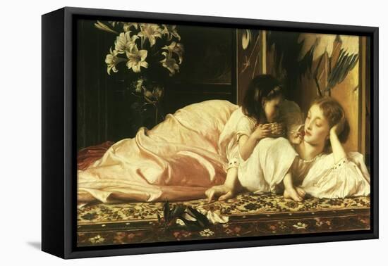 Girl Feeds Mom Cherries, 1865-Frederick Leighton-Framed Stretched Canvas