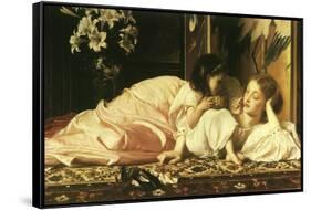 Girl Feeds Mom Cherries, 1865-Frederick Leighton-Framed Stretched Canvas