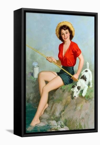 Girl Fishing-Walt Otto-Framed Stretched Canvas