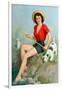 Girl Fishing-Walt Otto-Framed Premium Giclee Print