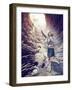 Girl Flies out of a Deep Hole toward the Sunlight. Creative Concept-viczast-Framed Photographic Print