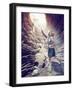 Girl Flies out of a Deep Hole toward the Sunlight. Creative Concept-viczast-Framed Photographic Print