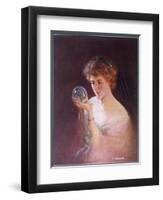 Girl Gazes into a Crystal Ball-T.r. Skelton-Framed Art Print