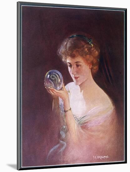 Girl Gazes into a Crystal Ball-T.r. Skelton-Mounted Art Print