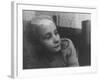 Girl Gazing Pensively Through Pane of Her Apartment Window, Grimly Reflects Image of Berlin Wall-Paul Schutzer-Framed Photographic Print