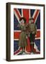 Girl Guide and Boy Scout Saluting in Front of the Union Flag-null-Framed Photographic Print