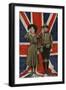 Girl Guide and Boy Scout Saluting in Front of the Union Flag-null-Framed Photographic Print