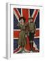 Girl Guide and Boy Scout Saluting in Front of the Union Flag-null-Framed Photographic Print