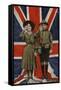 Girl Guide and Boy Scout Saluting in Front of the Union Flag-null-Framed Stretched Canvas
