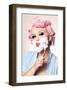 Girl Having a Quick Shave-null-Framed Art Print