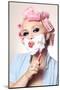 Girl Having a Quick Shave-null-Mounted Art Print