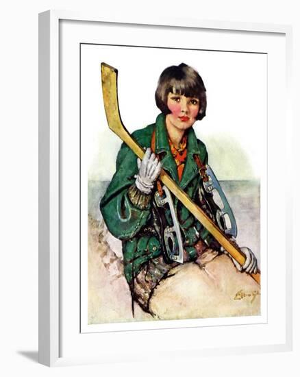 "Girl Hockey Player,"January 22, 1927-Ellen Pyle-Framed Giclee Print