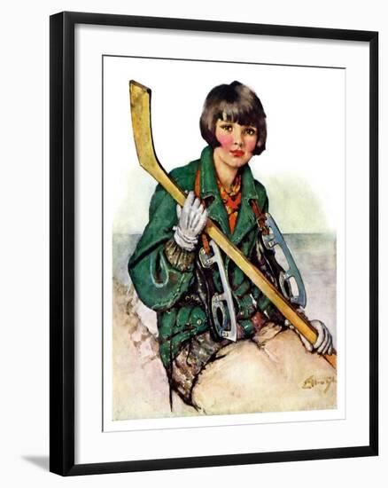 "Girl Hockey Player,"January 22, 1927-Ellen Pyle-Framed Giclee Print