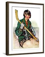 "Girl Hockey Player,"January 22, 1927-Ellen Pyle-Framed Giclee Print