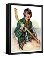 "Girl Hockey Player,"January 22, 1927-Ellen Pyle-Framed Stretched Canvas