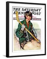 "Girl Hockey Player," Saturday Evening Post Cover, January 22, 1927-Ellen Pyle-Framed Giclee Print