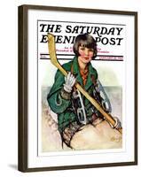 "Girl Hockey Player," Saturday Evening Post Cover, January 22, 1927-Ellen Pyle-Framed Giclee Print