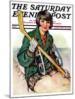 "Girl Hockey Player," Saturday Evening Post Cover, January 22, 1927-Ellen Pyle-Mounted Giclee Print