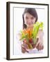 Girl Holding a Bowl of Vegetable Sticks with Radishes-null-Framed Photographic Print