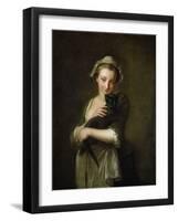 Girl Holding a Cat-Philippe Mercier-Framed Giclee Print