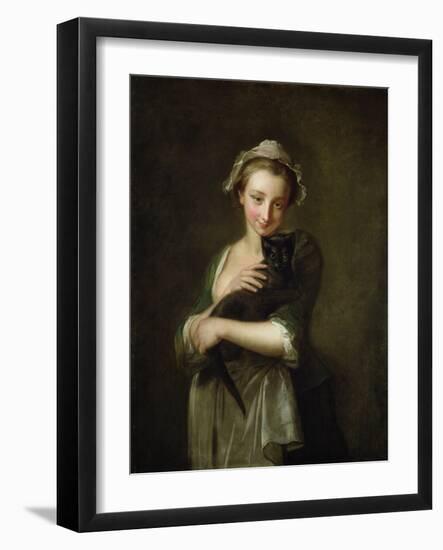 Girl Holding a Cat-Philippe Mercier-Framed Giclee Print