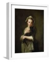 Girl Holding a Cat-Philippe Mercier-Framed Giclee Print