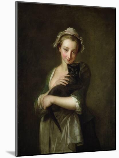 Girl Holding a Cat-Philippe Mercier-Mounted Giclee Print