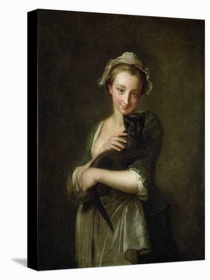 Girl Holding a Cat-Philippe Mercier-Stretched Canvas