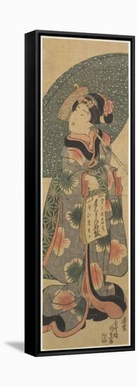 Girl Holding a Copybook, January 1843-Utagawa Kunisada-Framed Stretched Canvas
