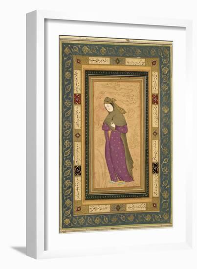 Girl Holding an Aigrette, from the Large Clive Album, c.1620-30-null-Framed Giclee Print