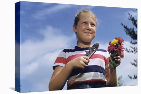 Girl Holding Cut Flowers-William P. Gottlieb-Stretched Canvas