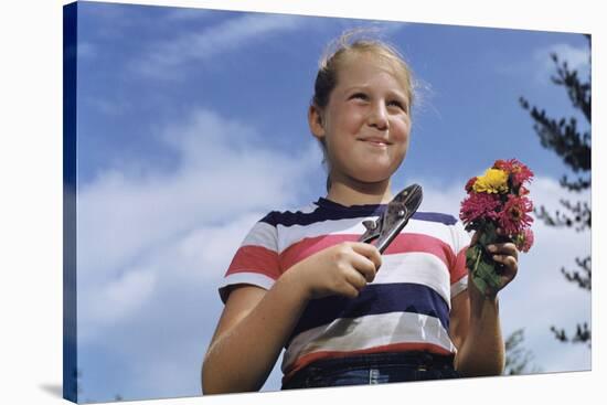 Girl Holding Cut Flowers-William P. Gottlieb-Stretched Canvas