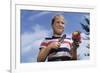 Girl Holding Cut Flowers-William P. Gottlieb-Framed Photographic Print