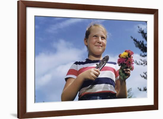 Girl Holding Cut Flowers-William P. Gottlieb-Framed Photographic Print