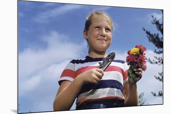 Girl Holding Cut Flowers-William P. Gottlieb-Mounted Photographic Print