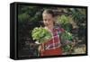 Girl Holding Head of Lettuce in Garden-William P^ Gottlieb-Framed Stretched Canvas