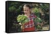 Girl Holding Head of Lettuce in Garden-William P. Gottlieb-Framed Stretched Canvas