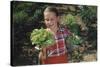 Girl Holding Head of Lettuce in Garden-William P. Gottlieb-Stretched Canvas