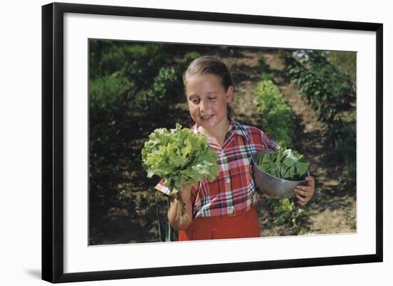 Girl Holding Head of Lettuce in Garden-William P. Gottlieb-Framed Photographic Print