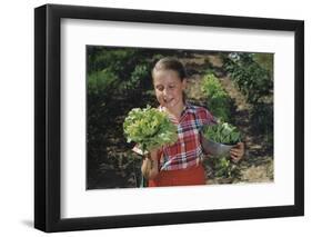 Girl Holding Head of Lettuce in Garden-William P. Gottlieb-Framed Photographic Print