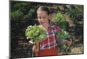 Girl Holding Head of Lettuce in Garden-William P. Gottlieb-Mounted Photographic Print