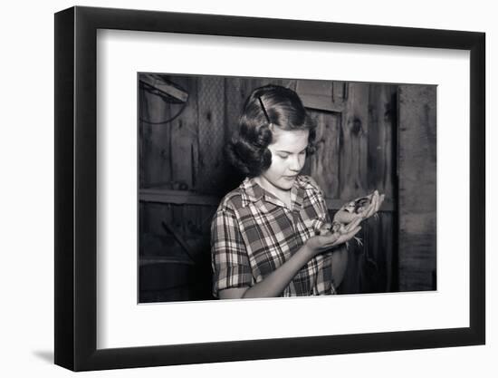 Girl Holding Pheasant Chicks-Philip Gendreau-Framed Photographic Print