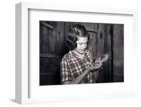 Girl Holding Pheasant Chicks-Philip Gendreau-Framed Photographic Print