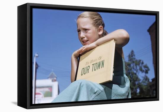 Girl Holding Town History Book-William P. Gottlieb-Framed Stretched Canvas