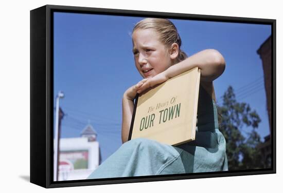 Girl Holding Town History Book-William P. Gottlieb-Framed Stretched Canvas