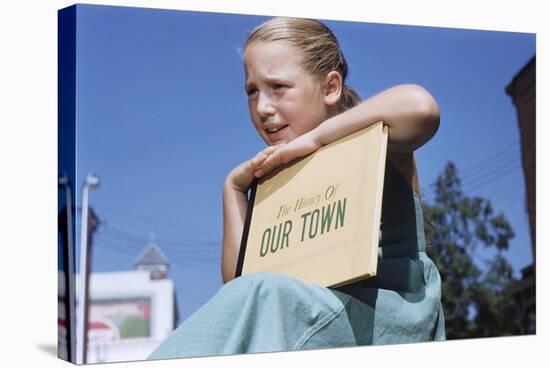 Girl Holding Town History Book-William P. Gottlieb-Stretched Canvas