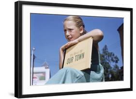 Girl Holding Town History Book-William P. Gottlieb-Framed Photographic Print