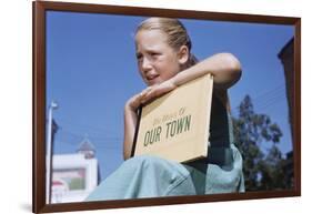 Girl Holding Town History Book-William P. Gottlieb-Framed Photographic Print