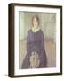 Girl in a Blue Dress Holding a Piece of Sewing-Gwen John-Framed Giclee Print